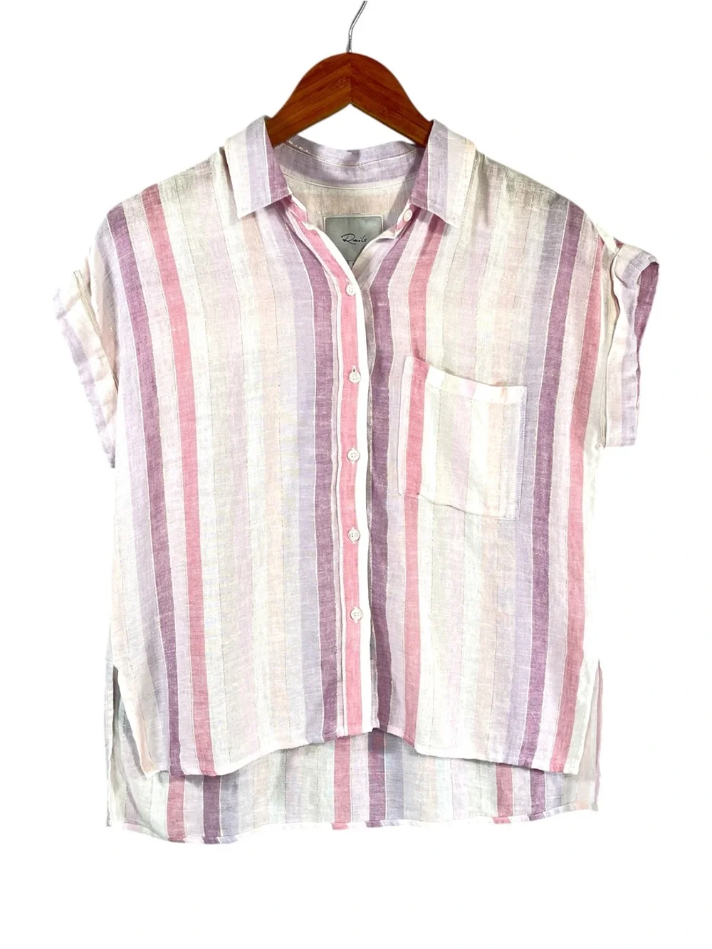 RAILS Whitney Sahara Stripe Linen Blend Oversized Button Shirt Size XS